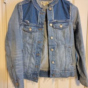 Blue Denim Jacket with Frayed Edges